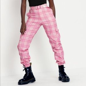 Blackmilk plaid pink cargo pants